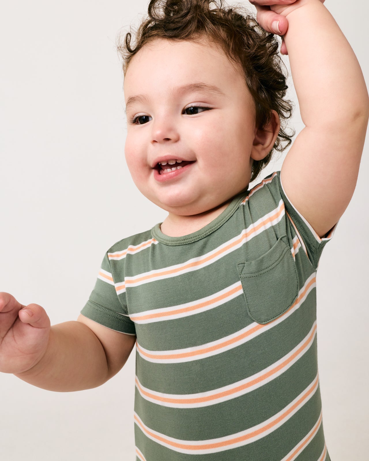 Moss Stripe Pocket Shorty Romper