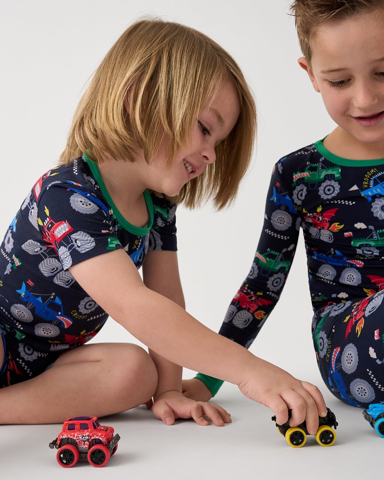 Monster Truck Madness Two-Piece Short Sleeve & Shorts Pajama Set